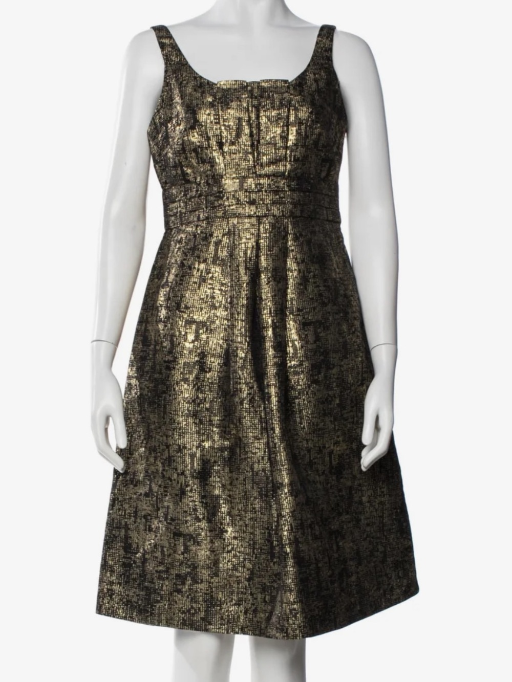 Moschino Cheap and Chic Metallic Gold Purple Jacquard Dress Size US 8